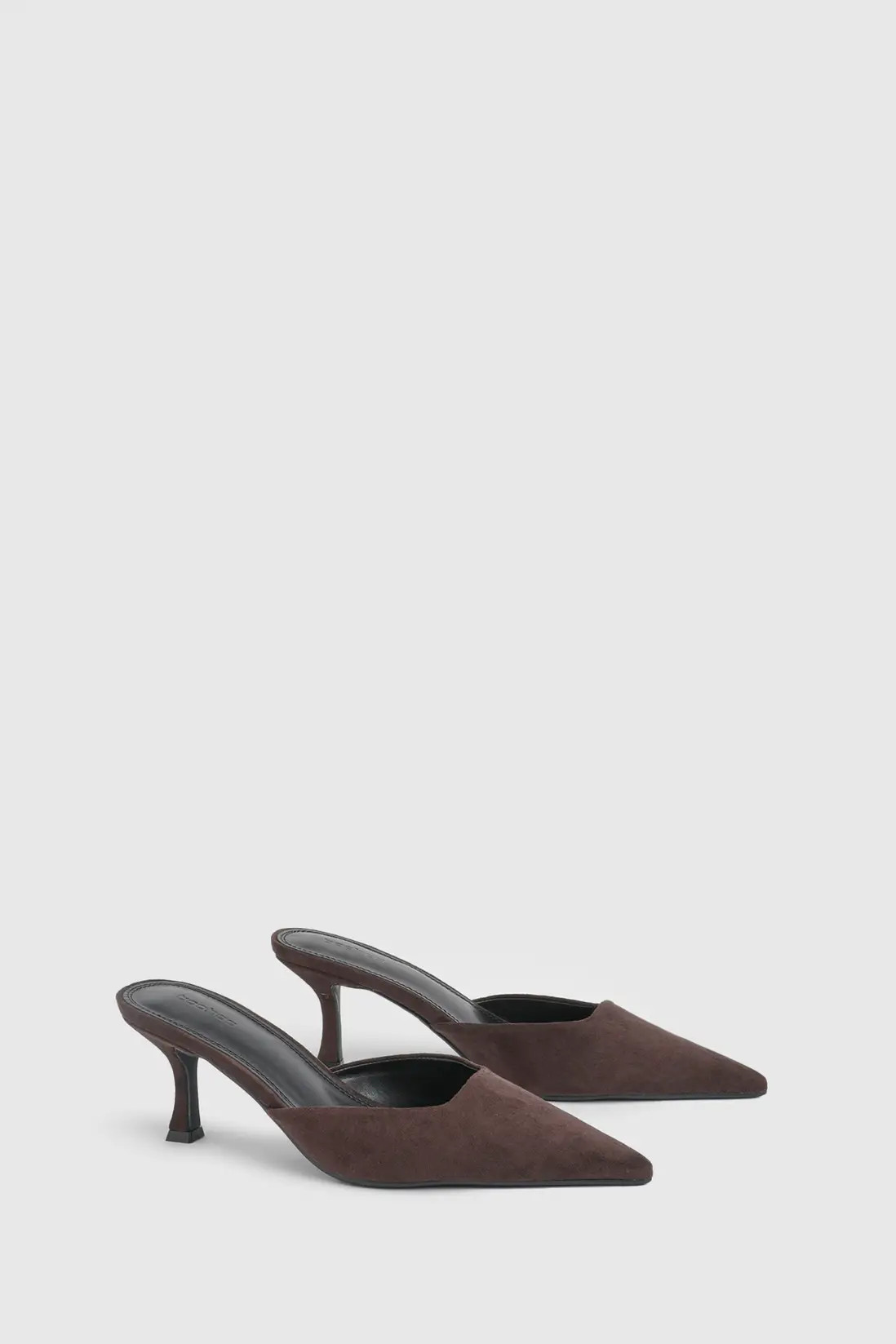 Brown Faux Suede Square Toe Court Mules | Boohoo | Boohoo.com (UK & IE)