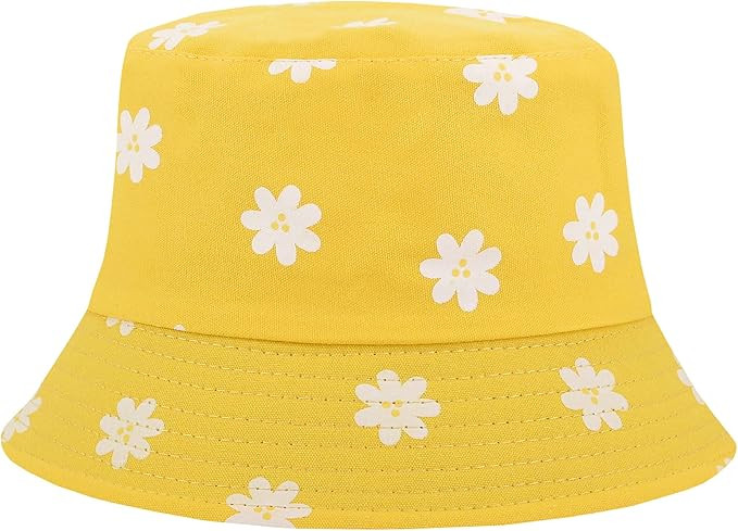 Testudineus Packable Reversible Daisy Printed Fisherman Bucket Sun Hat for Women Teen Girls | Amazon (US)
