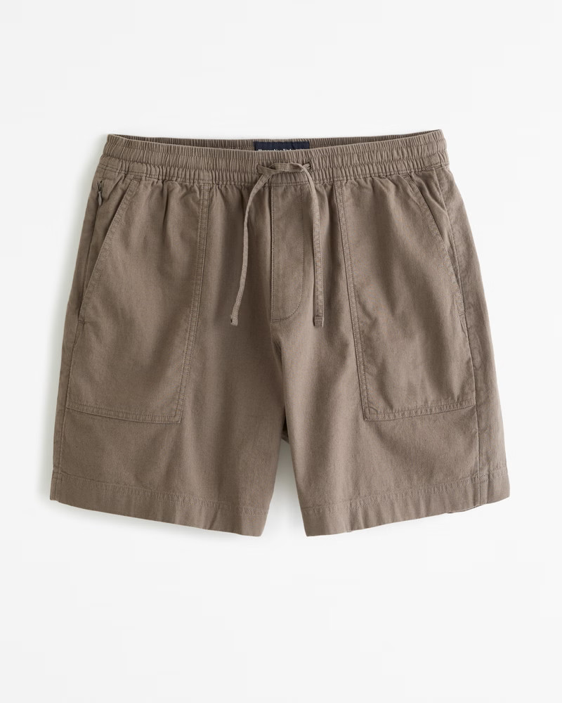Relaxed Linen-Blend Pull-On Short | Abercrombie & Fitch (US)