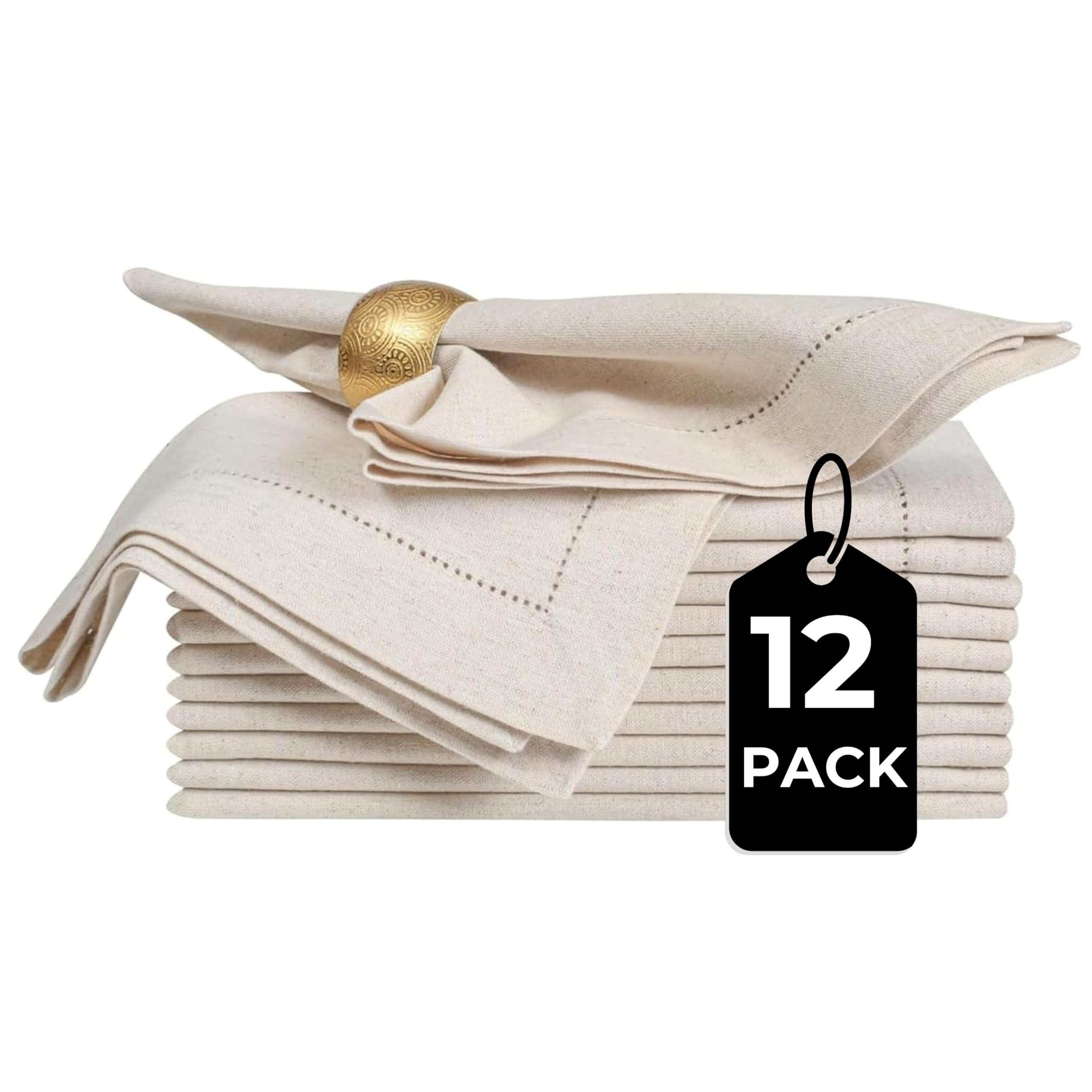 Bedding Craft Linen Flax Cotton Cloth Dinner Napkins Set of 12 – 20x20 Natural Hemstitched Fabr... | Amazon (CA)