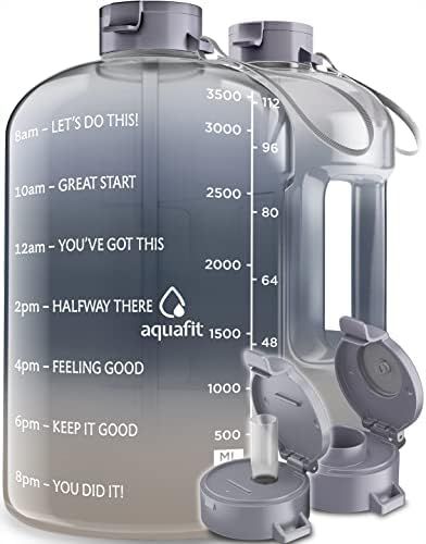 AQUAFIT 1 Gallon Water Bottle With Times To Drink - 128 oz Water Bottle With Straw - Motivational... | Amazon (US)
