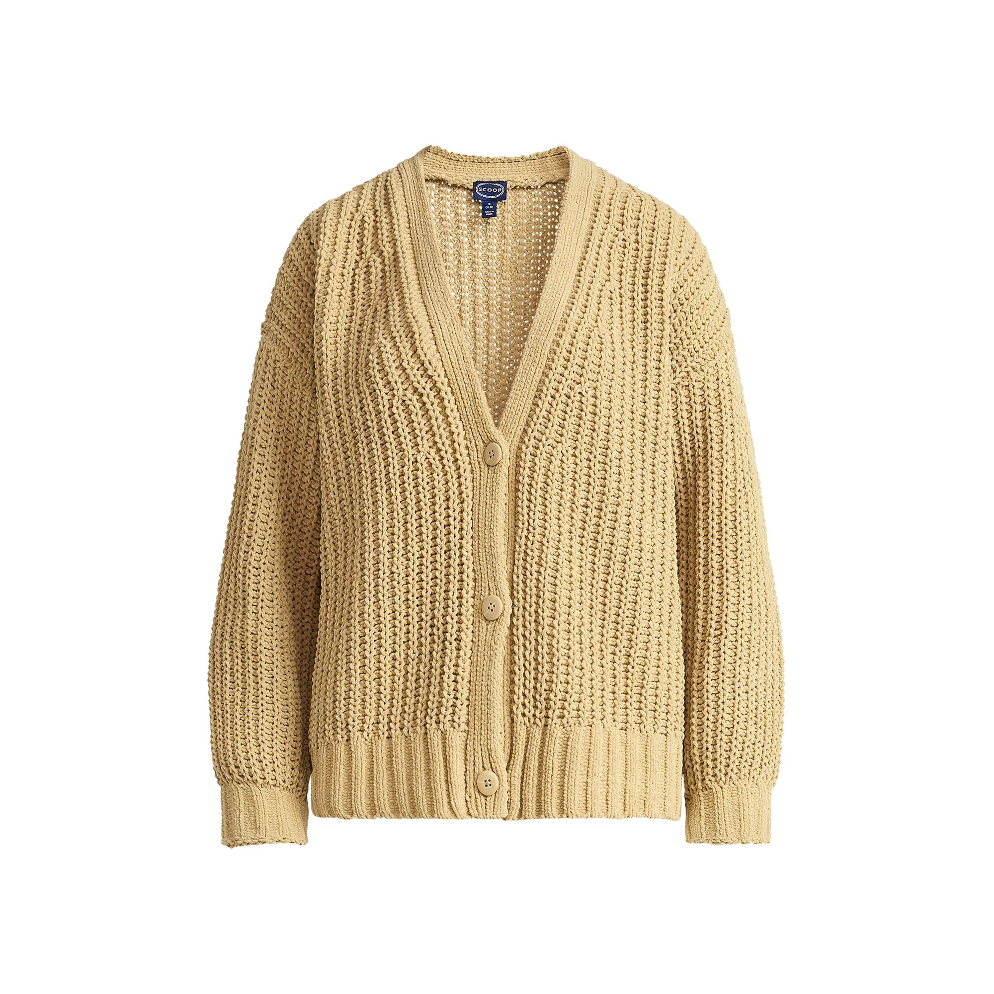 Scoop Women's Oversized Ribbed Cardigan Sweater, Midweight, Sizes XS-XXL | Walmart (US)