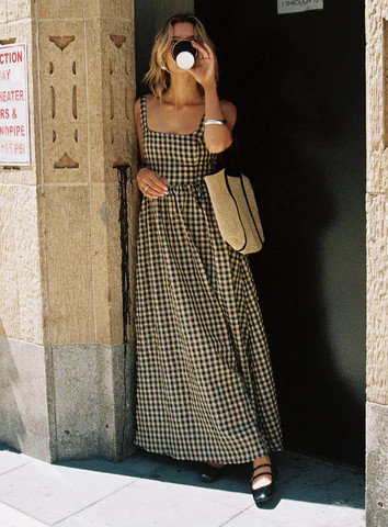 Cartmel Check Maxi Dress Black / Cream Petite | Princess Polly US