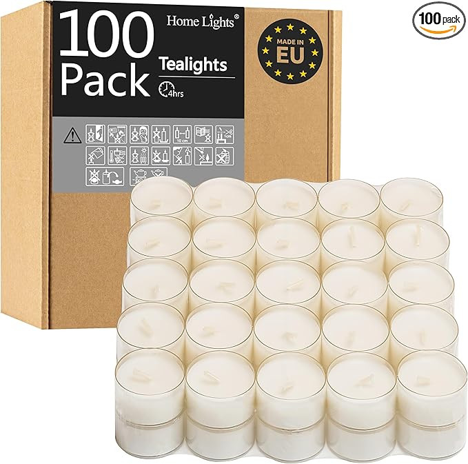 Tealight Candles, Giant 100,200,300 Bulk Packs, 4-4.5 Hrs White Unscented European Smokeless Clea... | Amazon (US)