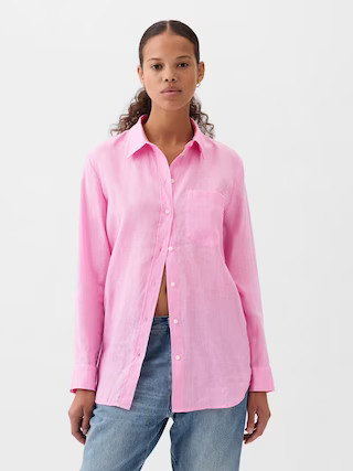 100% Linen Boyfriend Shirt | Gap (US)