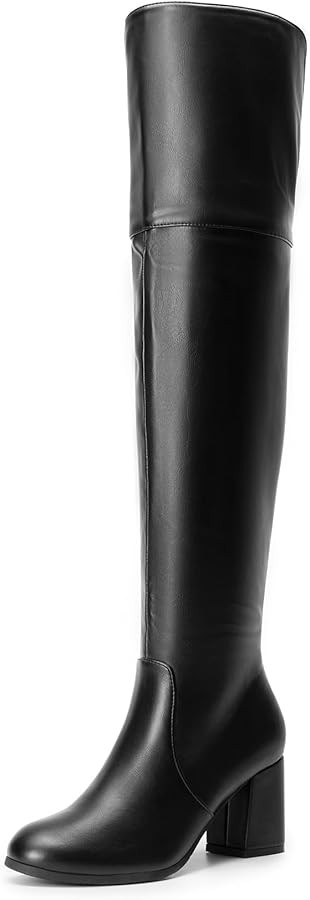 DREAM PAIRS Women's Thigh High Block Heel Over The Knee Boots | Amazon (US)