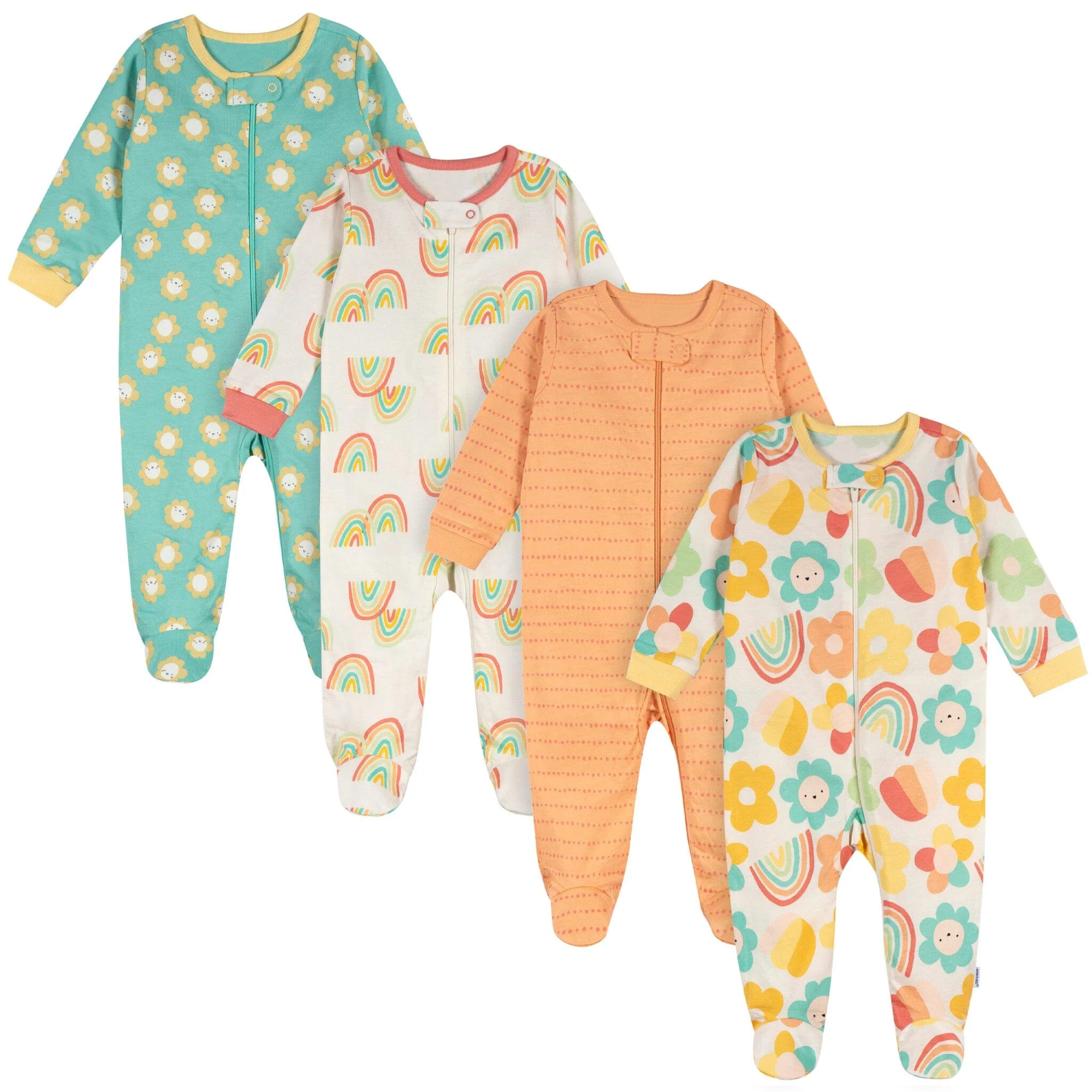 4-Pack Baby Girls Flower Power Sleep 'N Plays | Gerber Childrenswear