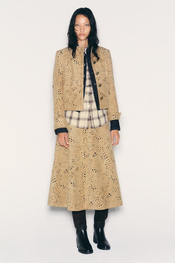 FAUX SUEDE PERFORATED BLAZER | Zara US