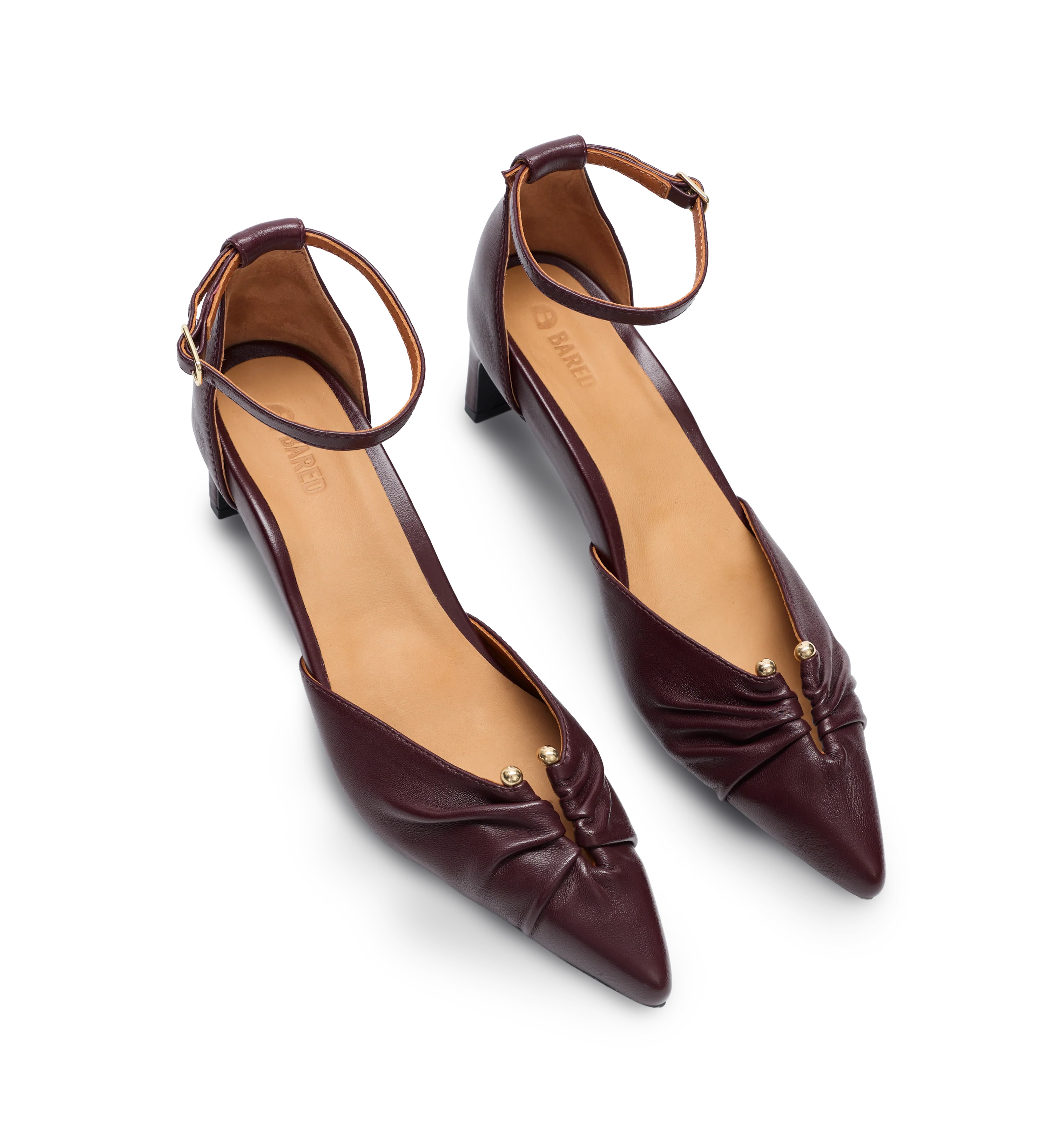 Snipe Dark Cherry Red Leather Low Heels | Bared Footwear | Bared Footwear