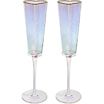 TANG SONG Set of 2 Heart Shaped Top of The Cup Elegant Wedding Champagne Glass Set for Parties We... | Amazon (US)
