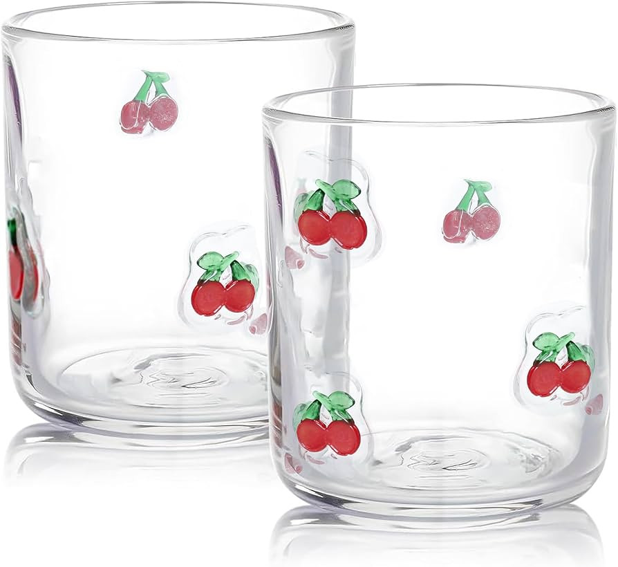 2 Pack Icon Juice Glass, Old Fashioned Transparent Cup Heat & Cold Resistant Coffee Cup with Heav... | Amazon (US)