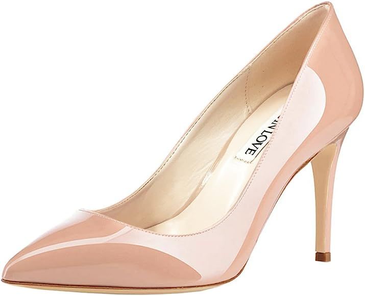 JOY IN LOVE Women's Pumps Shoes Middle Heels Pointy Toe Dress Pump Stilettos | Amazon (US)