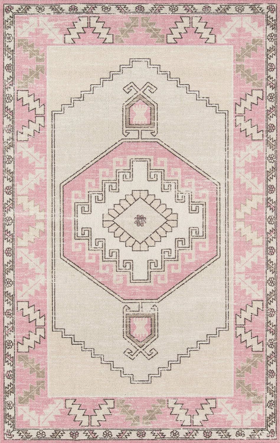 Momeni Anatolia Wool and Nylon Area Rug 3'3" X 5' Pink | Amazon (US)