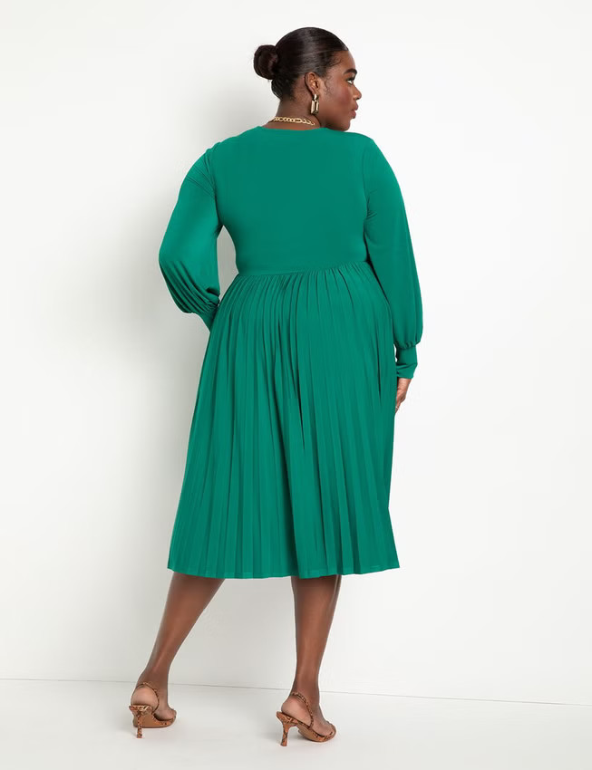 Knot Front Pleated Skirt Dress | Eloquii