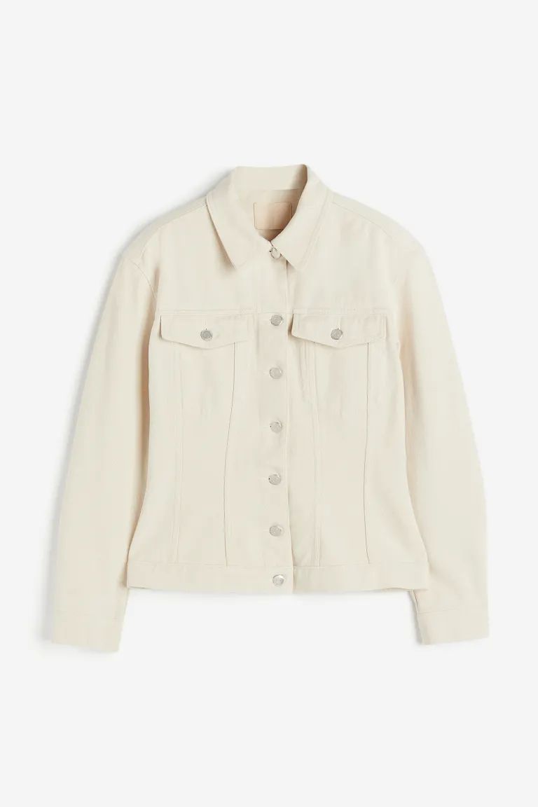 Tapered-waist denim jacket - Cream - Ladies | H&M GB | H&M (UK, MY, IN, SG, PH, TW, HK)