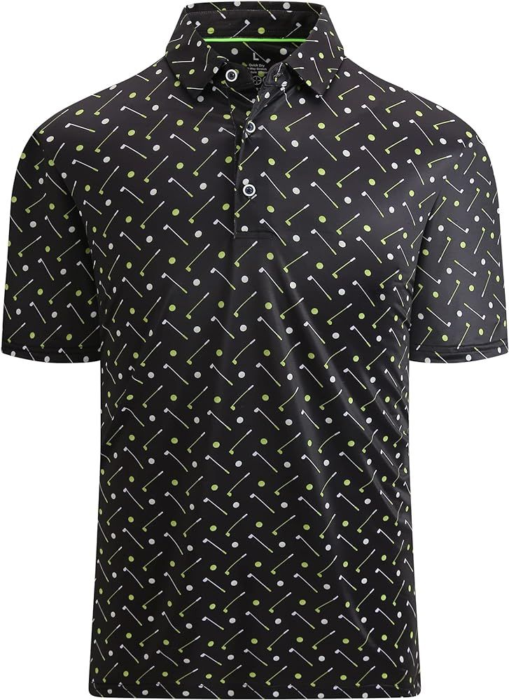 Alex Vando Mens Golf Shirt Moisture Wicking Quick-Dry Print Performance Polo Shirts for Men | Amazon (US)