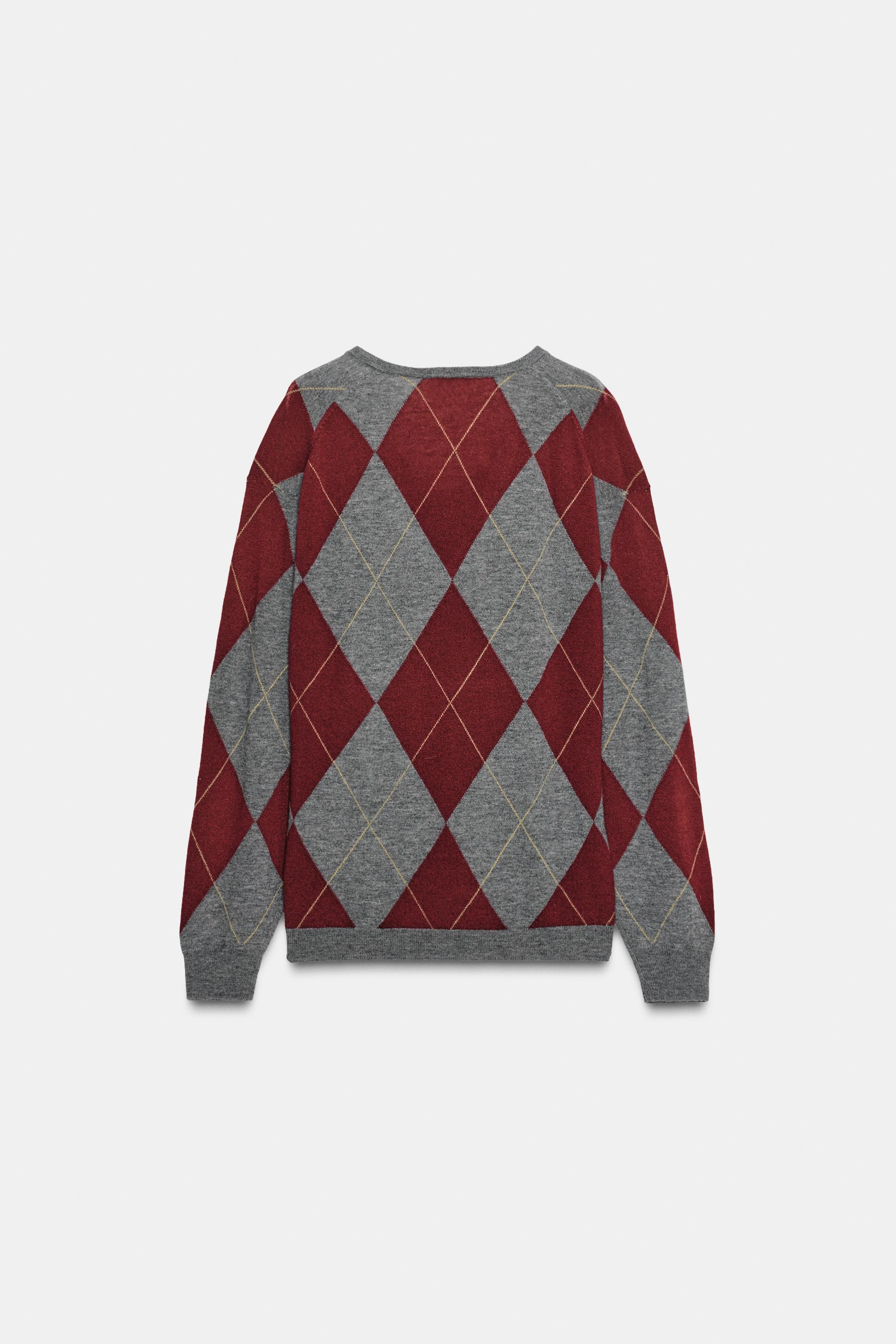 100% WOOL DIAMOND SWEATER | Zara UK
