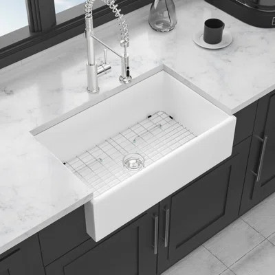 Donson 18'' L Farmhouse / Apron Double Bowl Ceramic Kitchen Sink | Wayfair North America