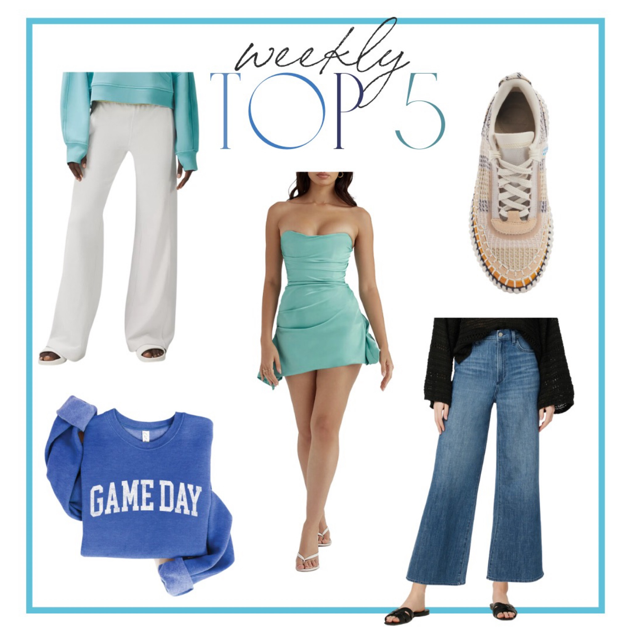 \\ Weekly Top 5 // 

1. Lululemon Ribbed Joggers 
2. Nordstrom homecoming dress 
3. Joe’s Mia jeans 
4. Chloé Nama Platform Sneakers 
5. Bagging Rights Game Day Sweatshirt 

#LTKHoliday #LTKshoecrush