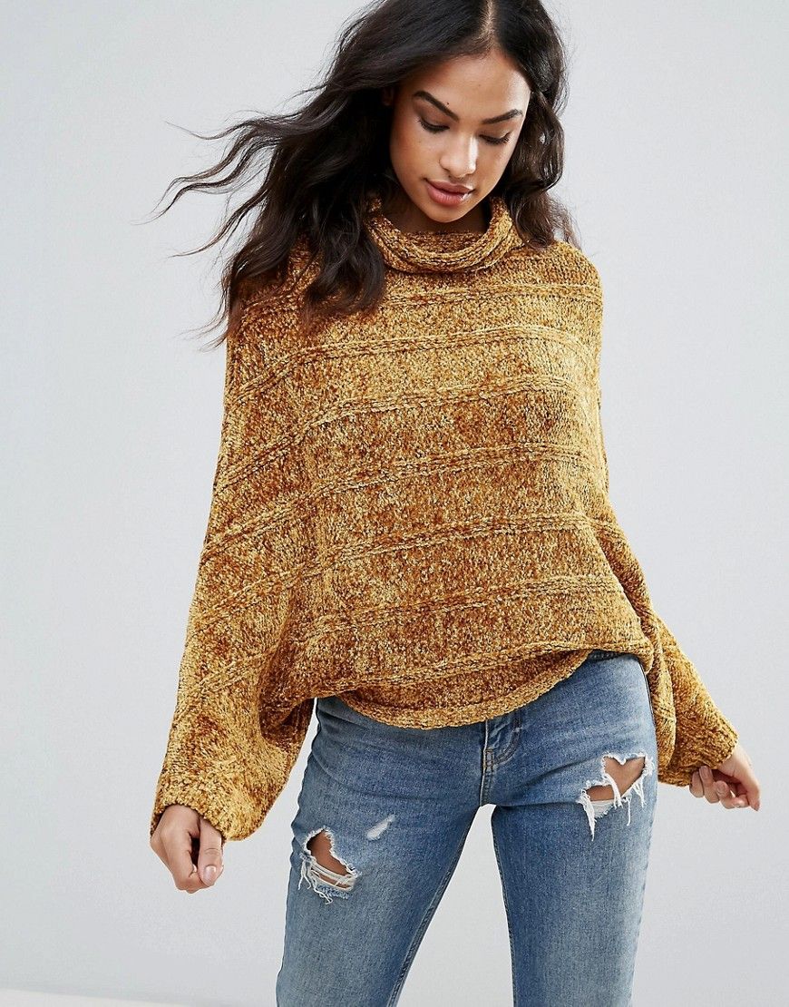 Free People - Velvet Dreams - Rollkragenpullover aus Wollmischung - Gold | Asos DE