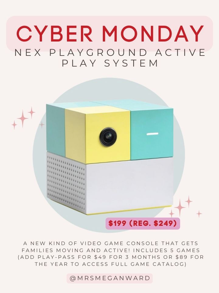 Cyber Monday deal on the NEX Playground Active Play System — now $199 (reg. $249) 🩵💛
It’s a motion-based console that comes with 5 games, and you can add a Play-Pass if you want access to more throughout the year. Great option for indoor movement during the winter months.

#LTKGiftGuide #LTKSaleAlert #LTKKids