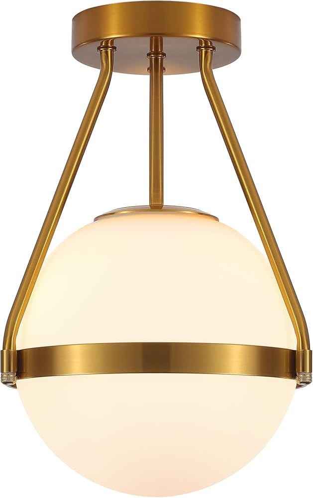 Ynzefly Semi Mount Globe Light - Mid Century Gold Semi Flush Mount Ceiling Light for Bathroom Liv... | Amazon (US)