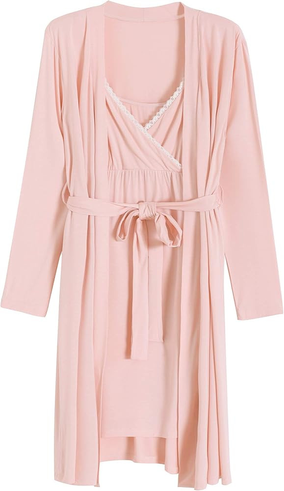 Latuza Women's Bamboo Viscose Nursing Nightgown and Robe Set | Amazon (US)