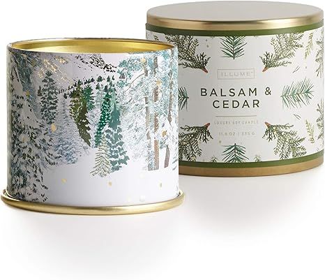 Illume 45250072000 Noble Holiday Collection Balsam & Cedar Vanity Tin, 11.8 oz Candle, Green | Amazon (US)
