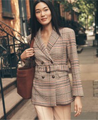 Click for more info about The Fitted Belted Blazer in Plaid