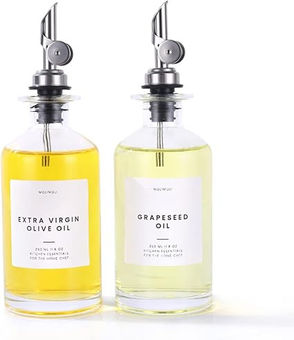 Molimoli Oil and Vinegar Dispenser with Metal Pour Spout, Weighted Pourer, Glass Bottle Dispenser... | Amazon (US)