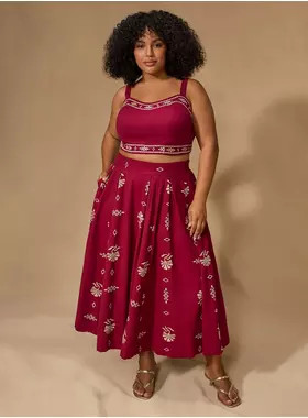 Belle Isle Embroidered Midi Skirt | Torrid (US & Canada)