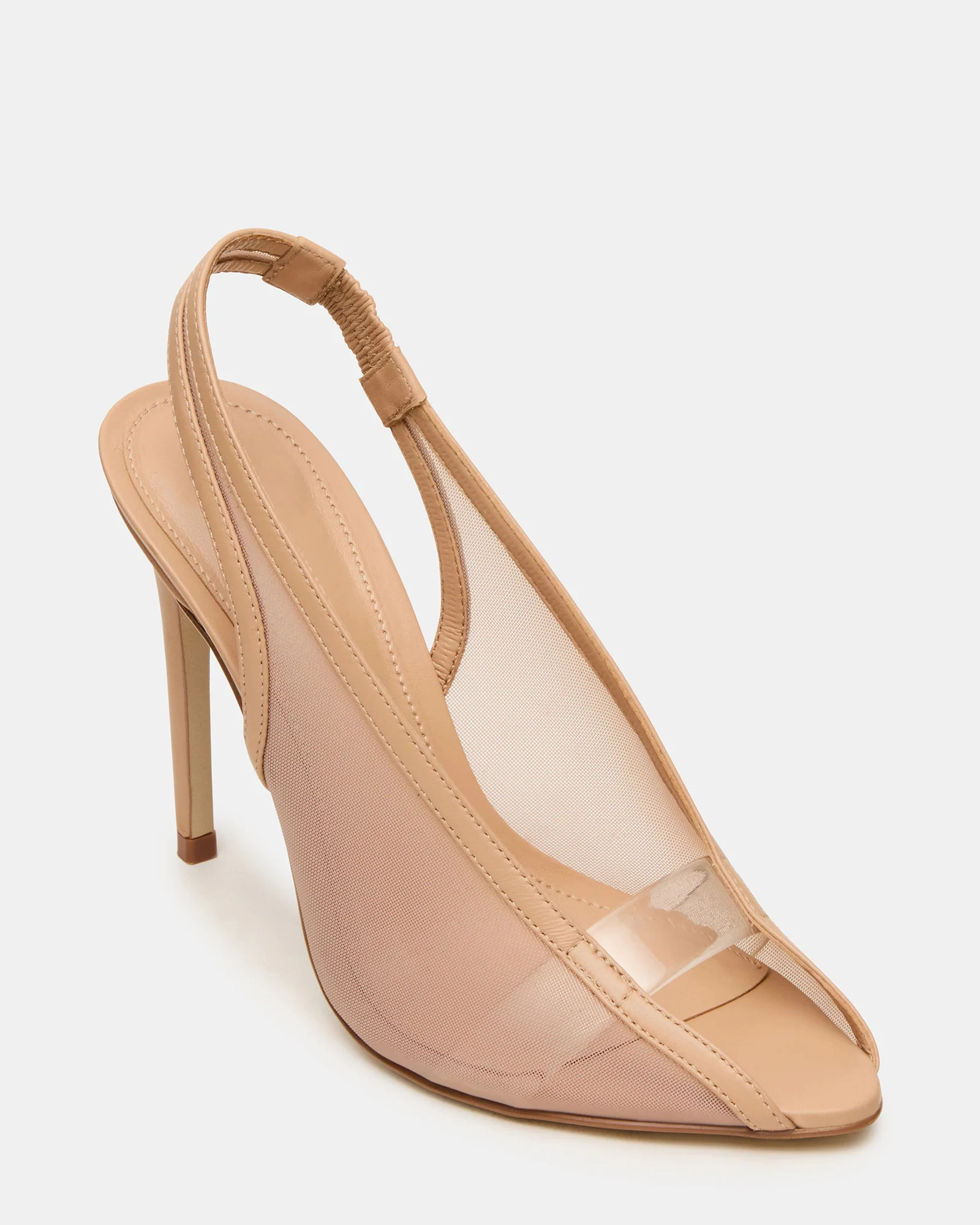 SASHA Natural Leather Mesh Peep-Toe Stiletto PVC Strap Women's Heel | Steve Madden (US)