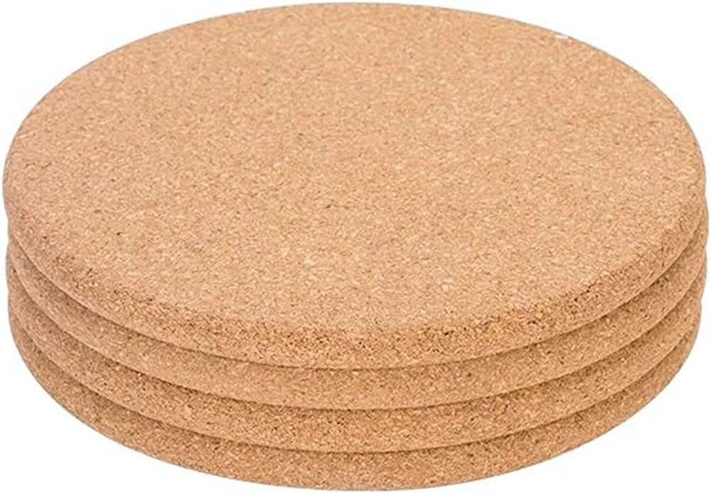Cork Trivet, 4 Pack High Density Thick Cork Coaster Set for Hot Dishes, 8 Inch Heat Resistant Mul... | Amazon (US)