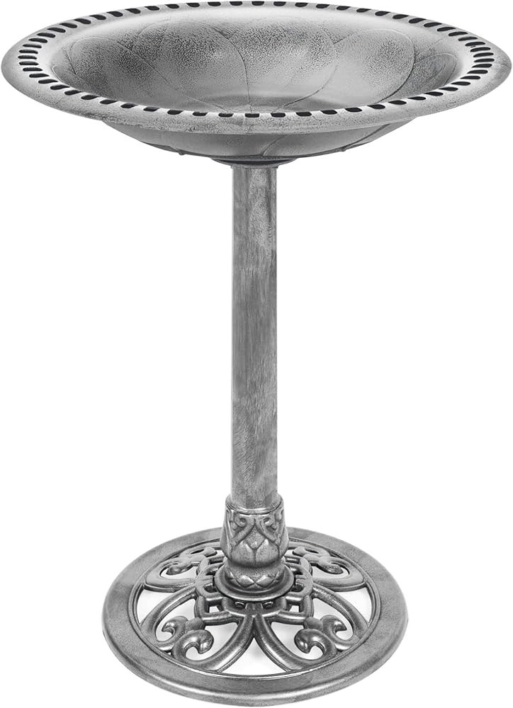 Best Choice Products 28in Pedestal Bird Bath, Vintage Outdoor Resin Accent Decoration w/Fleur-de-... | Amazon (US)