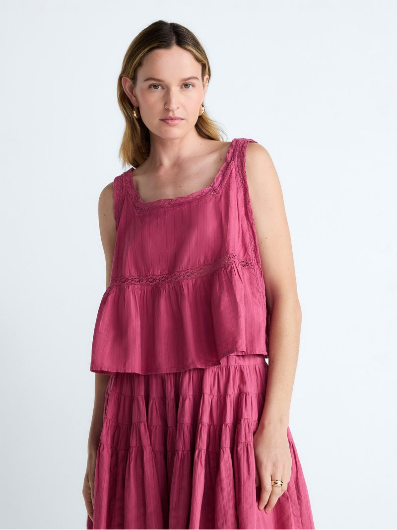 Scoop Women’s and Women’s Plus Cropped Lace Cotton Tank Top, Sizes XS-4X | Walmart (US)