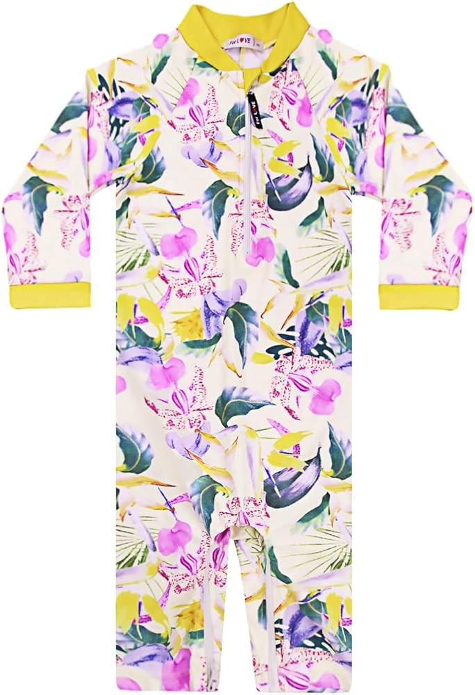 weVSwe Baby Girl Toddler Rash Guard Swimsuit Sun Protection Beachwear Zipper Bathing Suit 0-3 Yea... | Amazon (US)