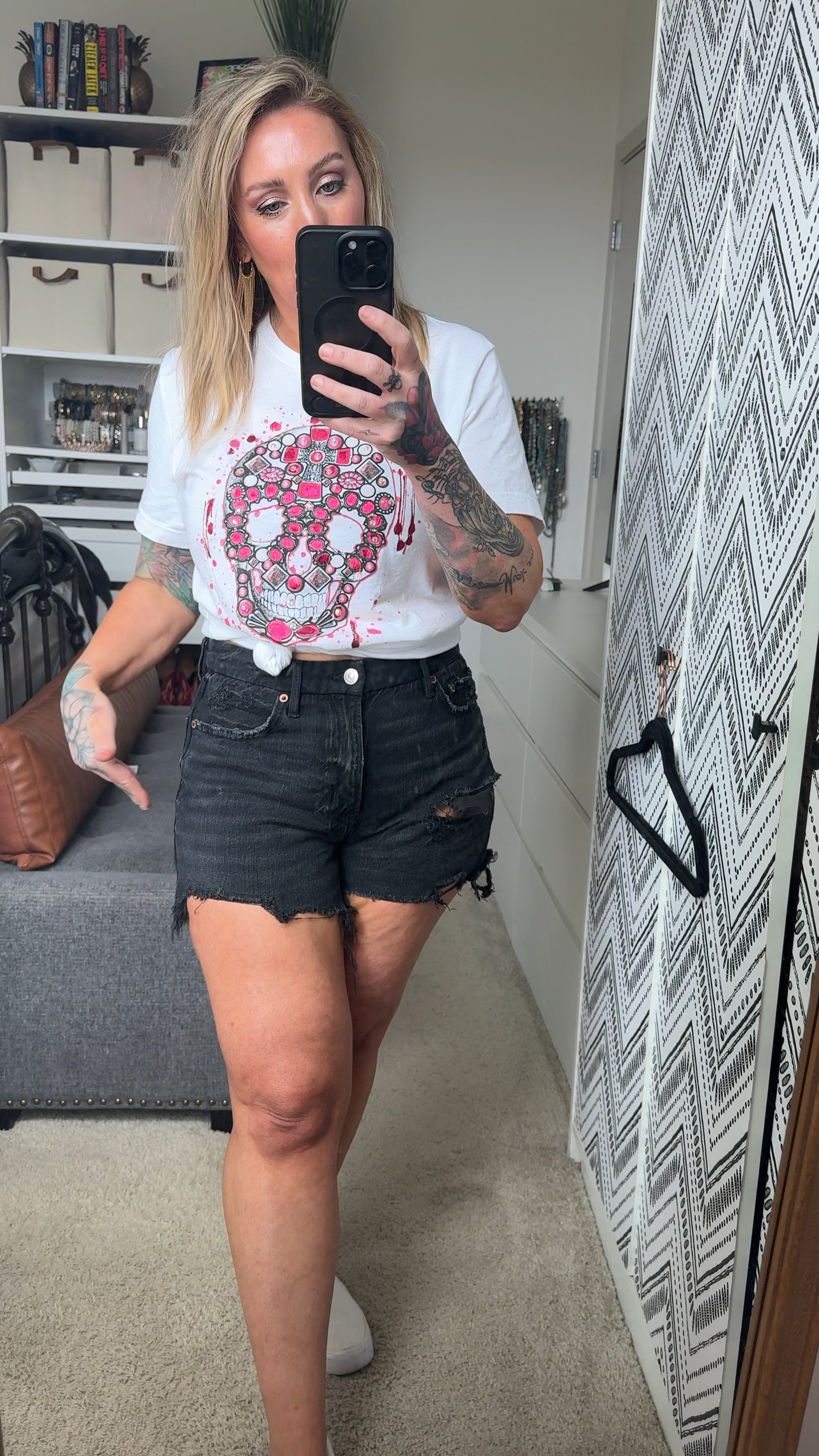 Living and loving these strigid shorts!! 
These have button fly, TTS and have some stretch! And 30% OFF today
TShirt I can’t link but check out this small business By Jodi

#LTKFestival #LTKSaleAlert #LTKSeasonal
