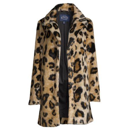 Scoop Vegan Fur Leopard Printed Coat Women's | Walmart (US)