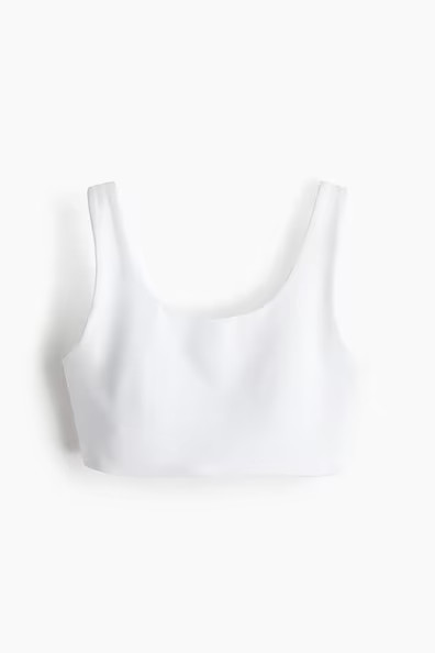H & M - Medium-Support Sports Bra with DryMove - White | H&M (US + CA)