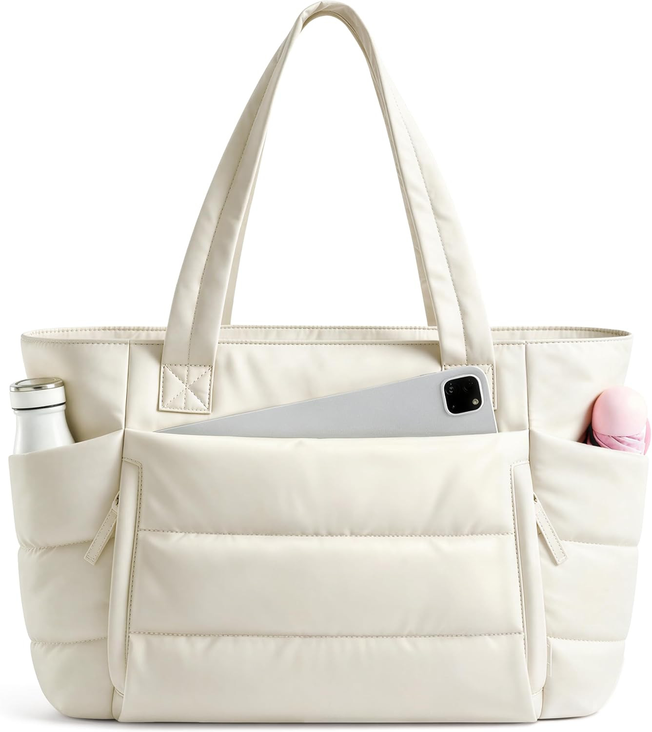 Tote Bag for Women with Zipper, Quilted Puffer Tote Bag with Compartments, Lightweight Puffy Work Bags for Women | Amazon (US)