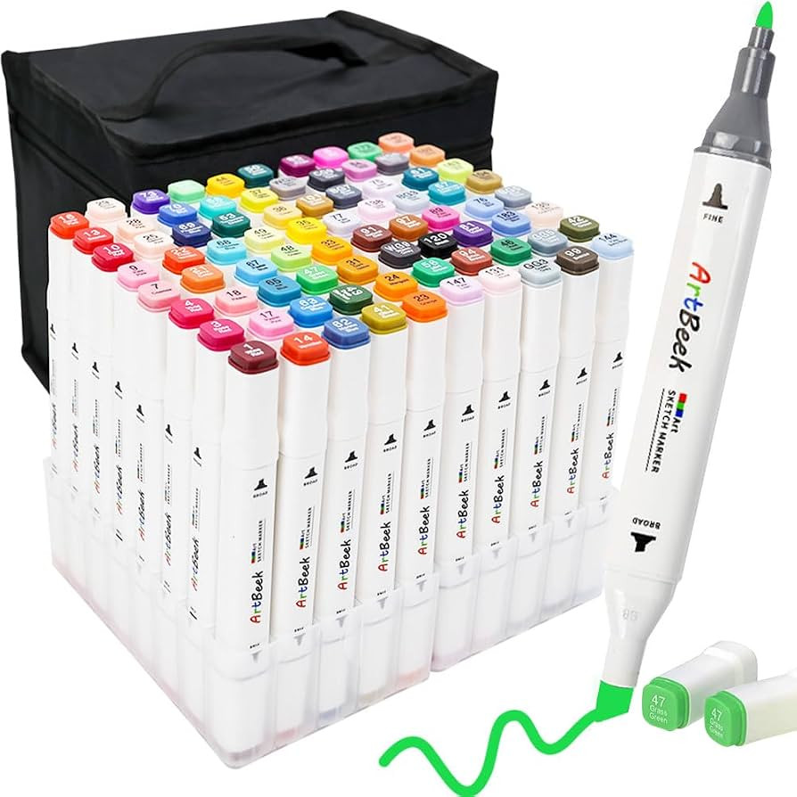 ArtBeek 80 Color Alcohol Markers Set, Coloring Markers for Adult Coloring Books No Bleeding, Dual... | Amazon (US)
