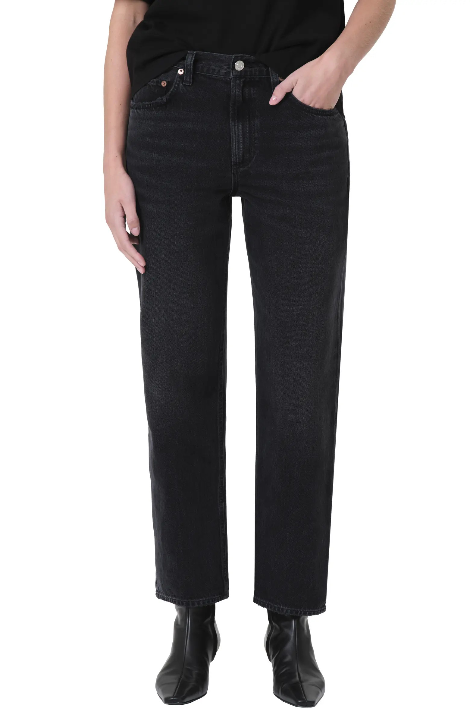 Valen High Waist Organic Cotton Ankle Straight Leg Jeans | Nordstrom