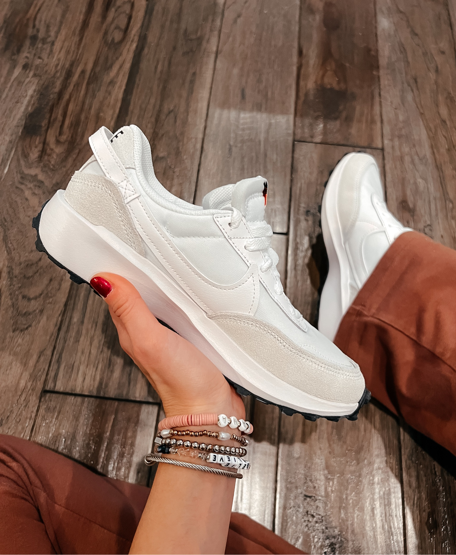 Nike waffle sneakers ; trending Nikes ; neutral sneakers ; Nike active sneakers ; mom sneakers ; neutral Nikes ; gift idea for her ; fitness gift idea 

#LTKfindsunder100 #LTKGiftGuide #LTKshoecrush