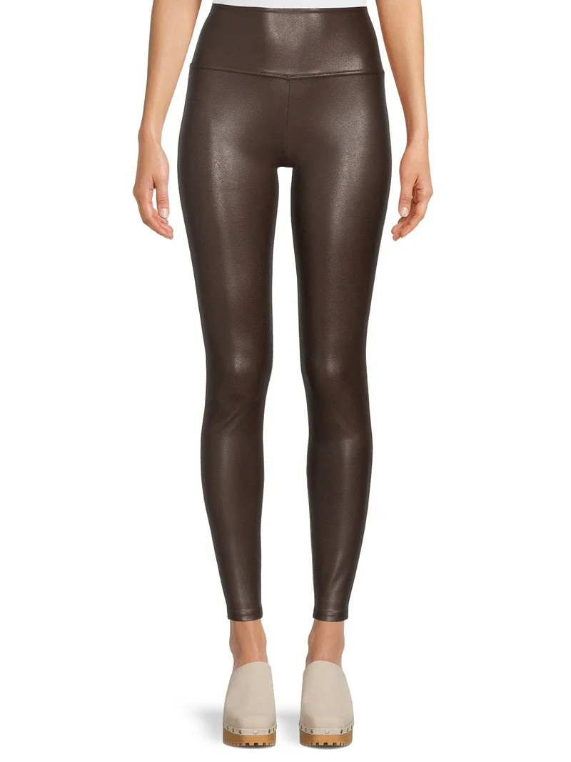 Time and Tru Women's Faux Leather Leggings, 28” Inseam, Sizes XS-3XL | Walmart (US)