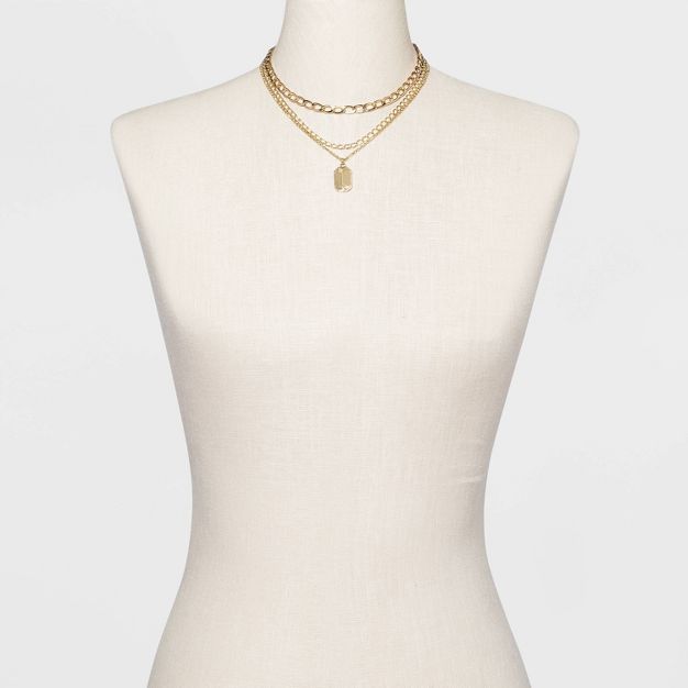 3 Row Chunky Chain Necklace - A New Day™ Gold | Target