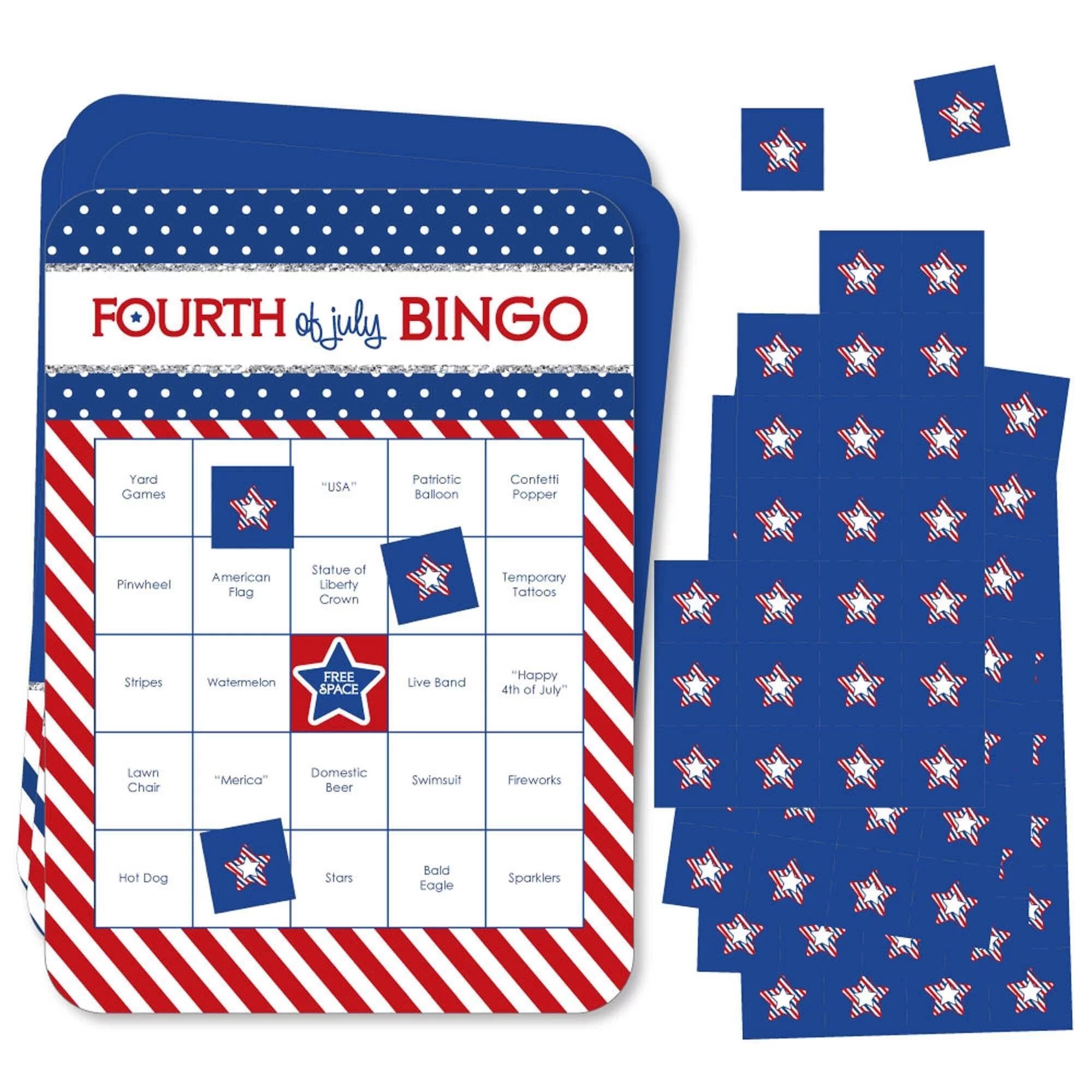 Big Dot of Happiness 4th of July - Bar Bingo Cards and Markers - Independence Day Bingo Game - Se... | Walmart (US)