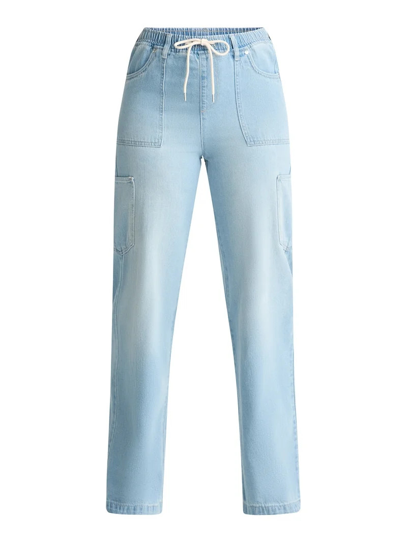 Madden NYC Women's Drawstring Utility Jeans, 32'' Inseam, Sizes XXS-2XL | Walmart (US)