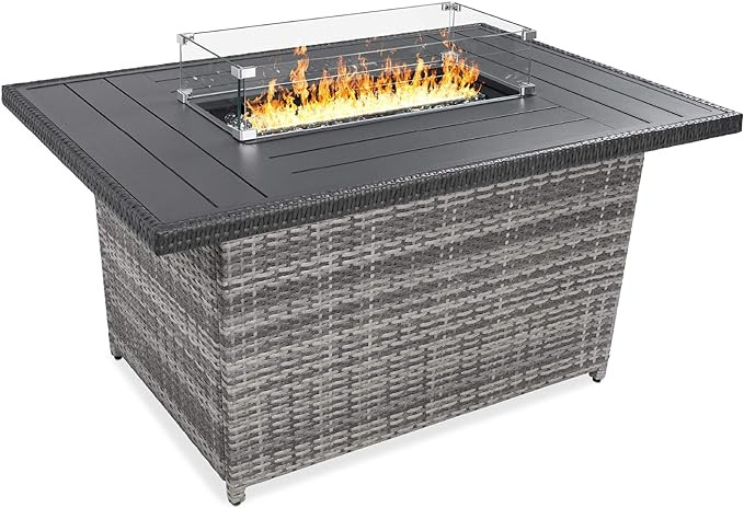 Best Choice Products 52in 50,000 BTU Outdoor Wicker Patio Propane Gas Fire Pit Table w/Aluminum T... | Amazon (US)