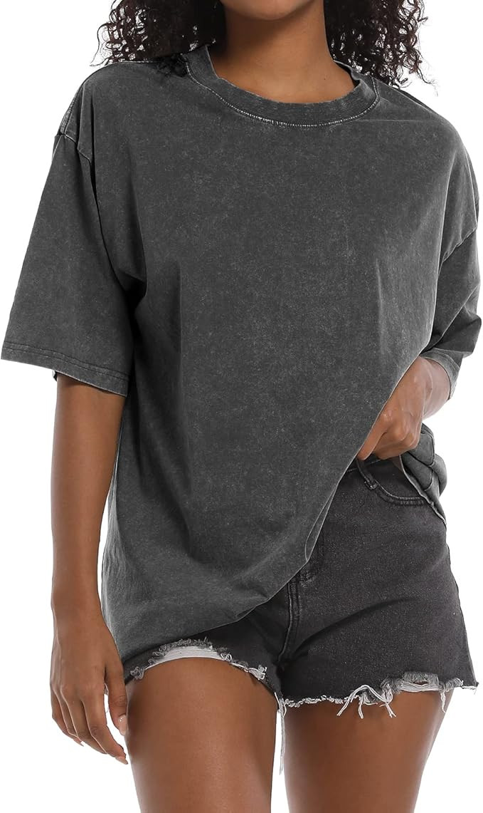 BINTEHGS Oversized Grunge Vintage t Shirts for Women Short Sleeve Cotton Casual Baggy Tees Teens ... | Amazon (US)