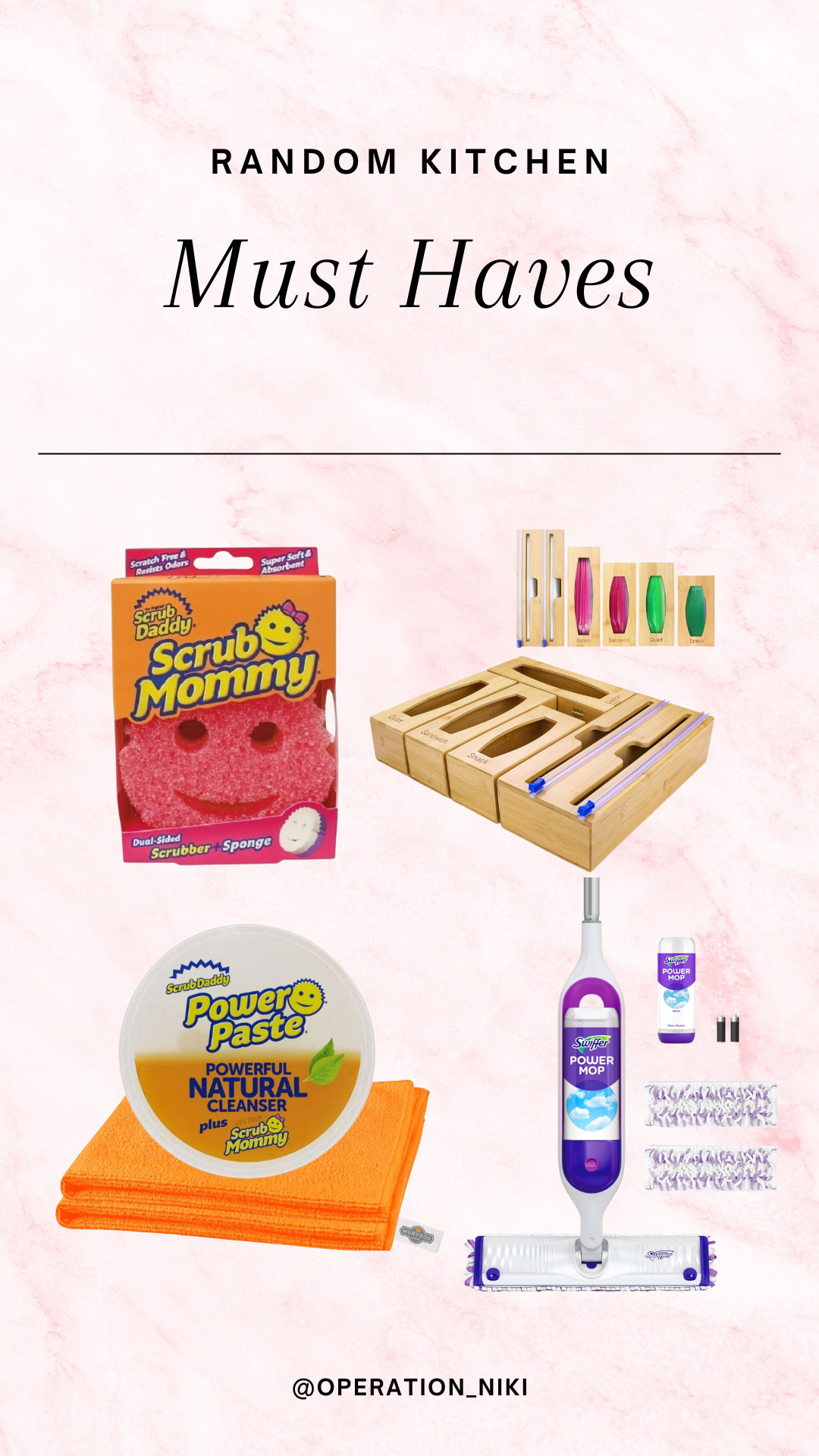 Random home essentials you didn’t know you needed! ✨ Scrub Mommy for effortless cleaning, drawer organizers to keep everything in place, Scrub Daddy cleaning paste for a deep clean, and a Swiffer mop for quick touch-ups. Follow for more @OPERATION_NIKI on IG, TikTok, & Facebook sahm, mom essentials, kitchen clean, home appliances, life hack, work from home, cleaning products, home, cleaning inspo, kitchen ideas, wedding guest dress, stay at home mom, deep clean, kitchen restock, cleantok, refill, kitchen home appliances, organization laundry, detergent, soap, dispenser, bathroom, organization 

 #LTKSpringSale #LTKHome #LTKPets